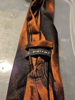 jf j.ferrar Black and Copper Striped Silk Tie